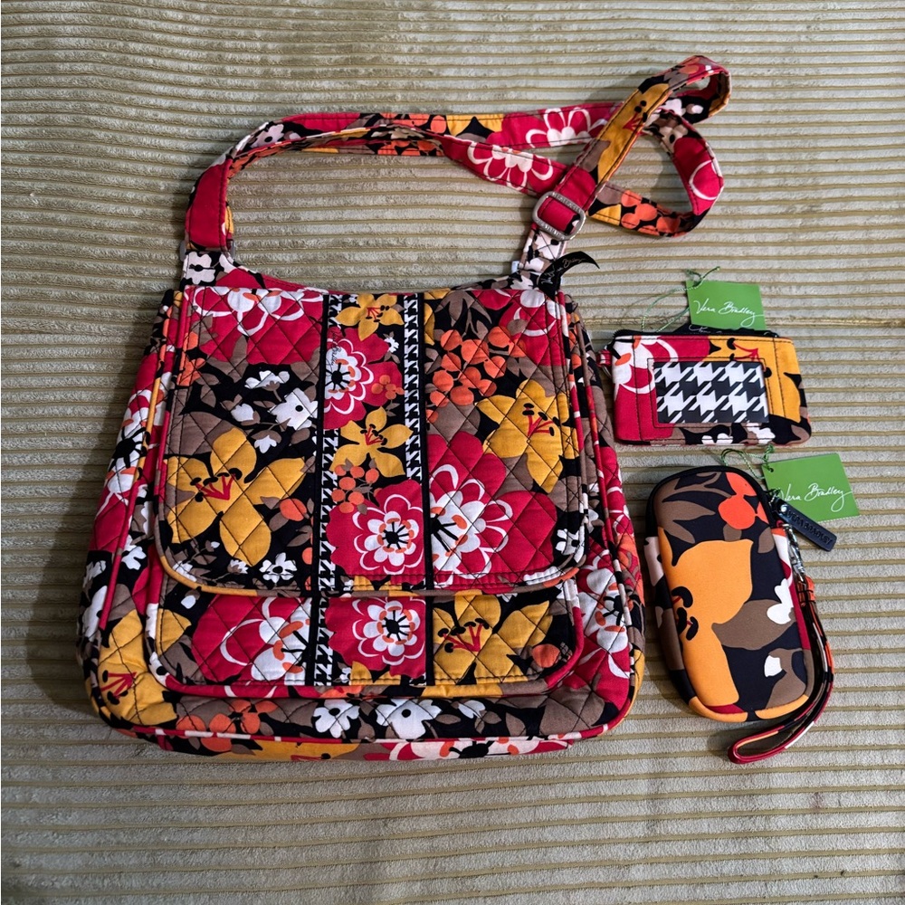 Vera Bradley Crossbody Mailbag, Zip ID Wallet, and Tech Wristlet NWT